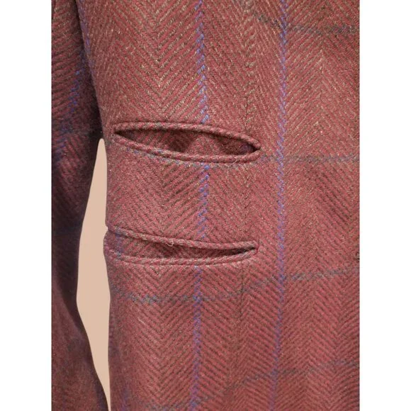 Kiton Womens Burgundy Plaid Blazer SizeEU  44 100% Cashmere New Without Tags. - Picture 13 of 15
